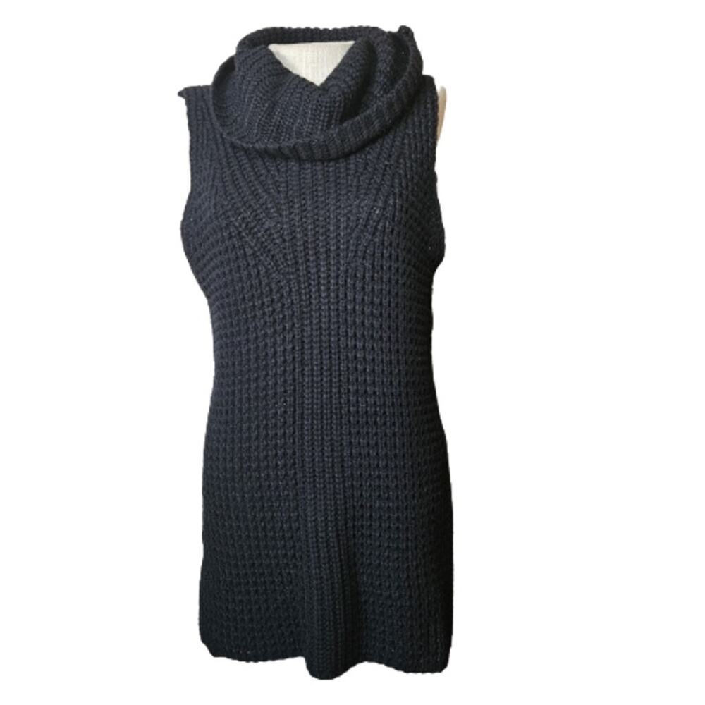 Black Chunky Knitted Sleeveless Cowl Neck Dress size 4